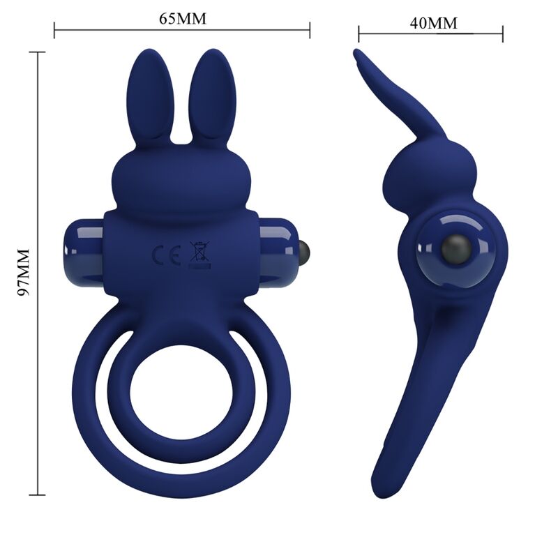 PRETTY LOVE - DAREY DOBLE ANILLO VIBRADOR RABBIT AZUL - Imagen 4
