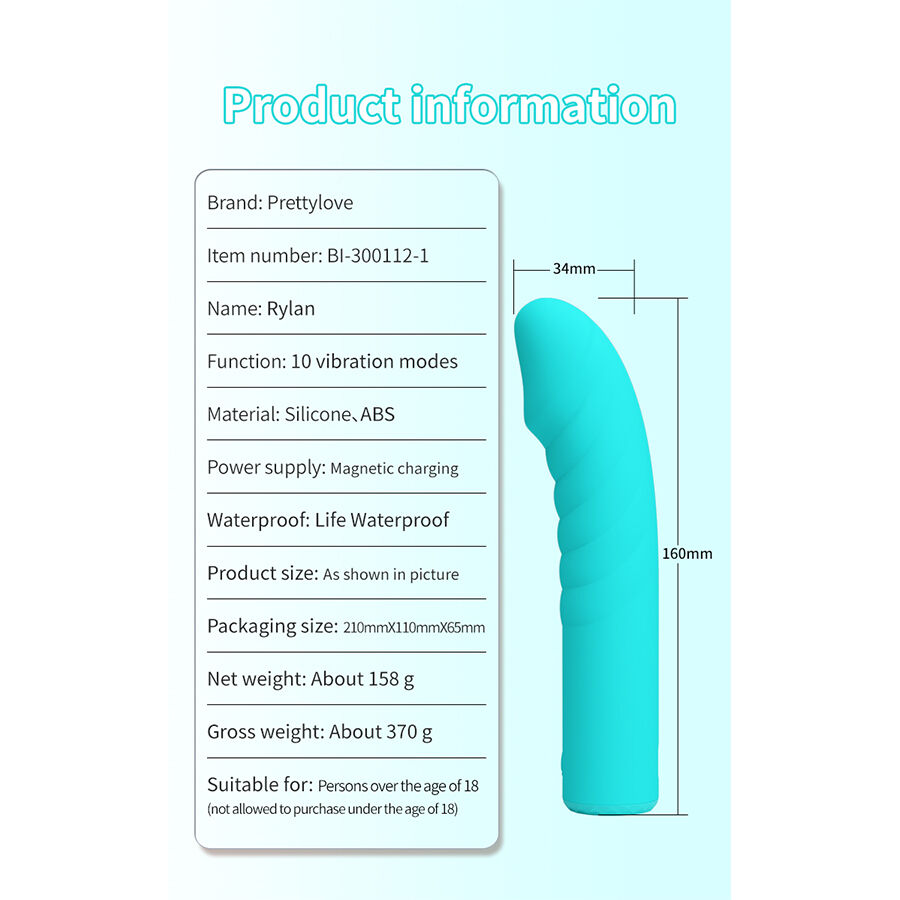 PRETTY LOVE - RYLAN VIBRADOR PUNTO G AZUL - Imagen 10