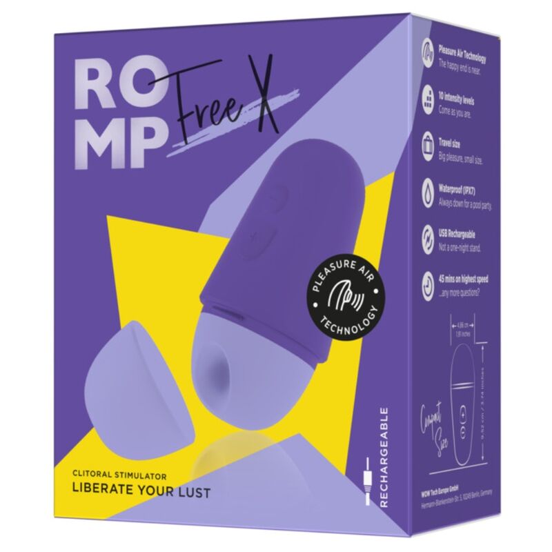 ROMP - FREE ESTIMULADOR DE CLÍTORIS CON TAPA 10 NIVELES RECARGABLE MORADO - Imagen 10