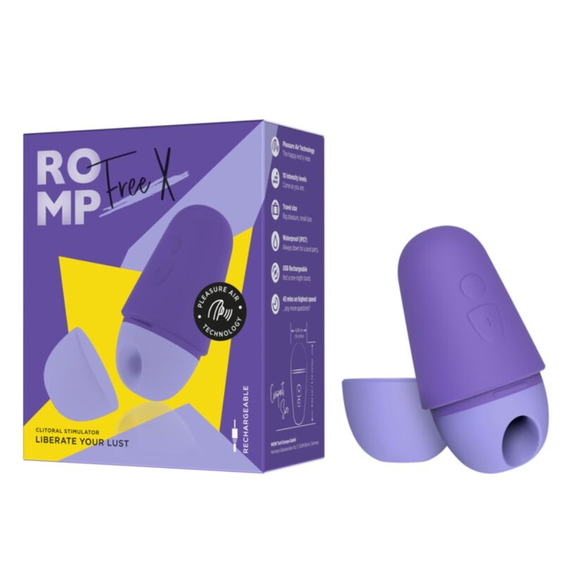 ROMP - FREE ESTIMULADOR DE CLÍTORIS CON TAPA 10 NIVELES RECARGABLE MORADO - Imagen 9