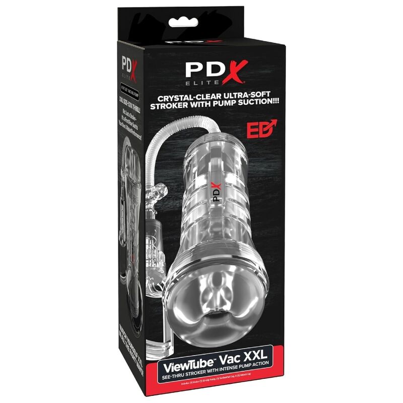 PDX ELITE - MASTURBADOR TRANSPARENTE VIEWTUBE VAC XXL CON BOMBA DE SUCCIÓN 27.3 CM - Imagen 5
