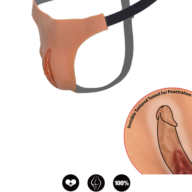 HIDDEN DESIRE - ALTER EGO TANGA VAGINA ABIERTA AJUSTABLE NATURAL - Imagen 3