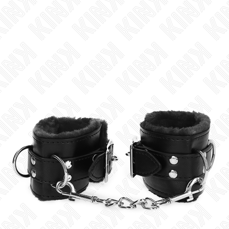 KINK - MUÑEQUERAS FORRADAS NEGRO CON CORREA NEGRO AJUSTABLE 20-29 CM X 5.5 CM - Imagen 3