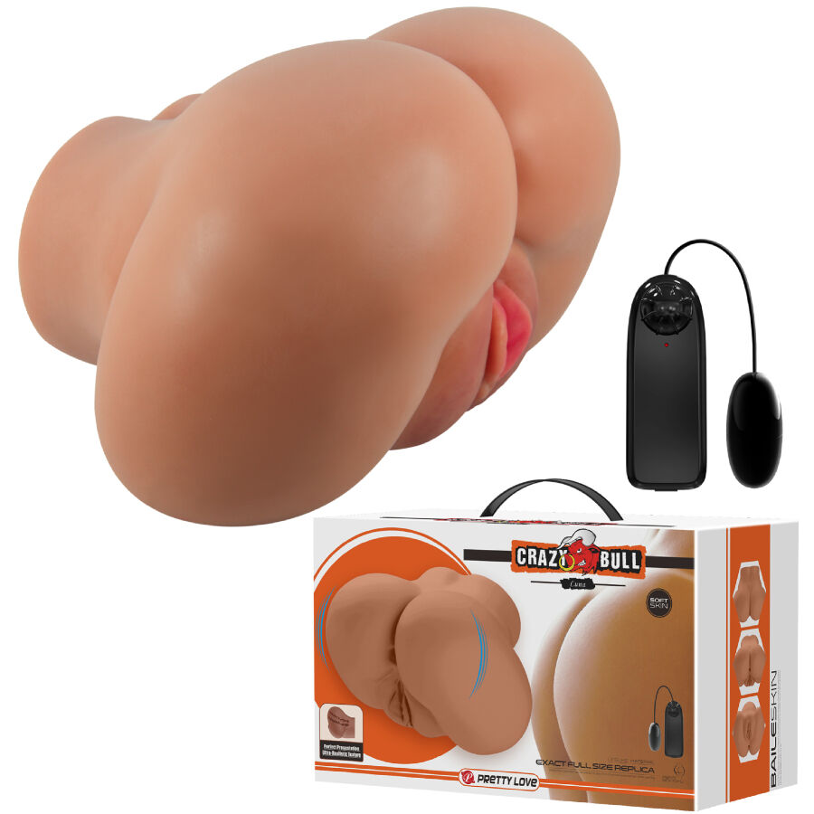 CRAZY BULL - LUNA TRASERO VIBRADOR CON VAGINA Y ANO REALÍSTICO NATURAL CONTROL REMOTO
