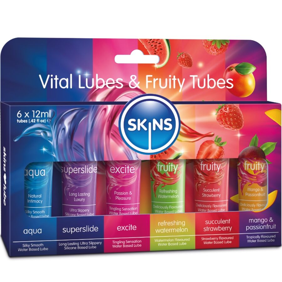 SKINS - VITAL  FRUITY LUBES KIT LUBRICANTES 6 x 12 ML