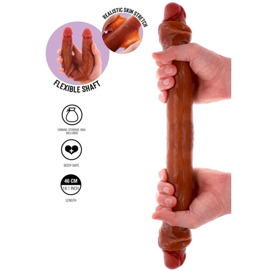 GET REAL - DILDO DOBLE DONG DE SILICONA CARAMELO 46 CM - Imagen 2