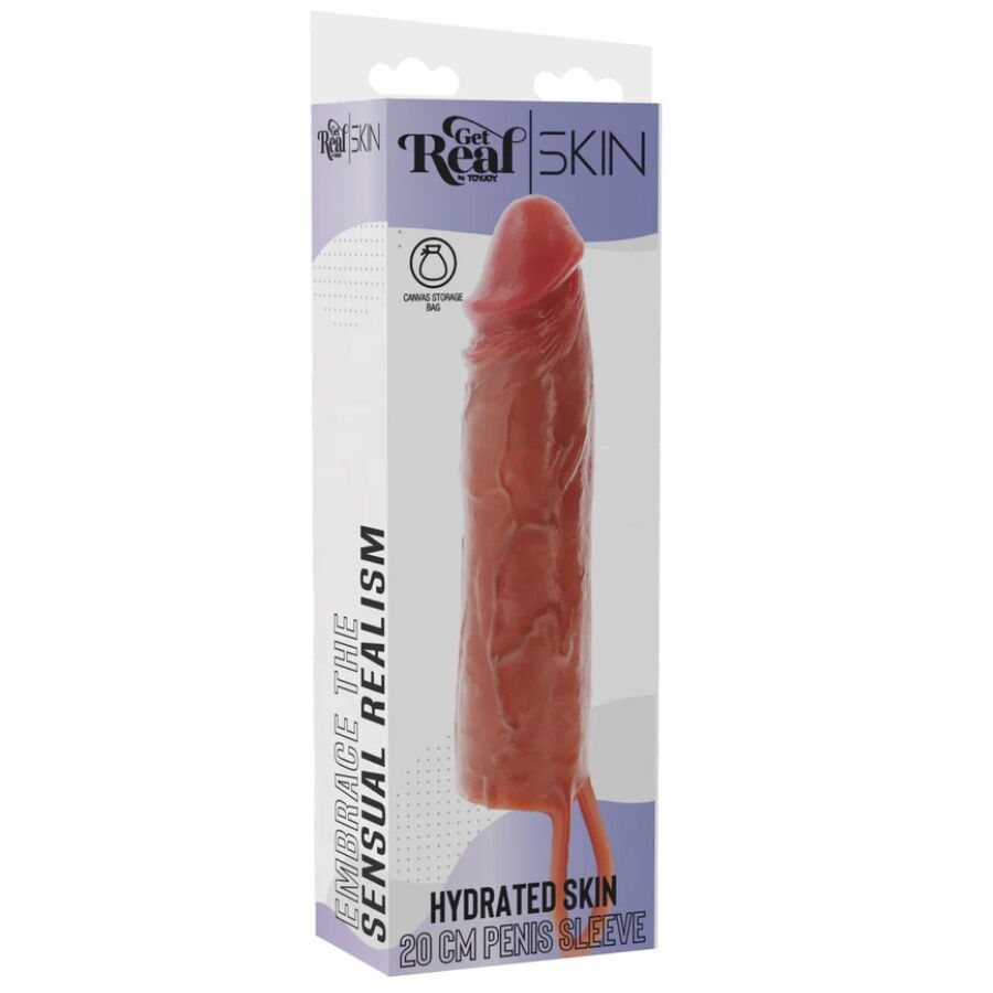 GET REAL - FUNDA HYDRATED SKIN DE SILICONA PARA PENE CARAMELO 20 CM - Imagen 5