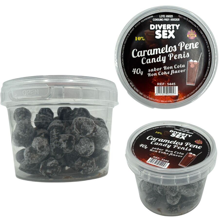 DIABLO PICANTE - 20 CARAMELOS PENE CON SABOR RON COLA