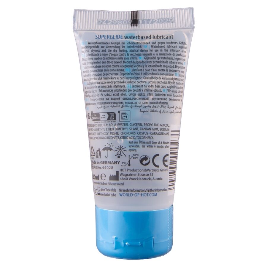 HOT - SUPERGLIDE LIQUID PLEASURE LUBRICANTE BASE AGUA 30 ML - Imagen 2