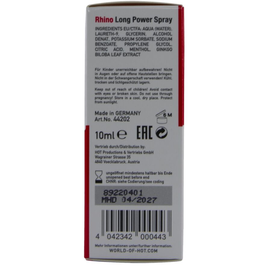 HOT - RHINO LONG POWER SPRAY 10 ML - Imagen 4