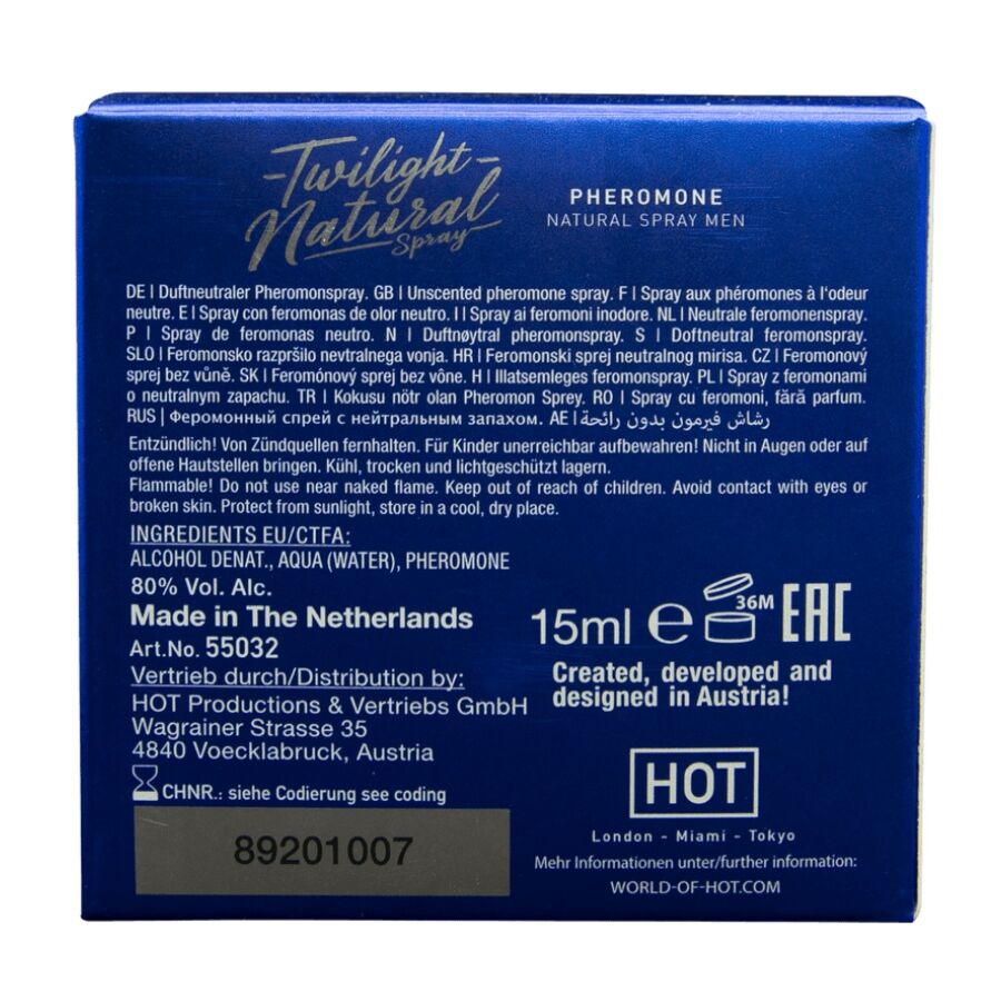 HOT - TWILIGHT NATURAL CON FEROMONAS HOMBRE 15 ML - Imagen 4