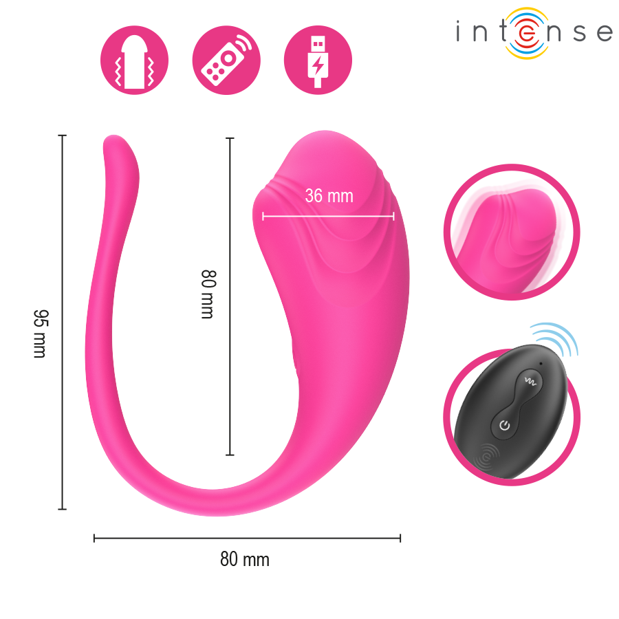 INTENSE - OLIVIA HUEVO VIBRADOR ROSA CONTROL REMOTO - Imagen 5